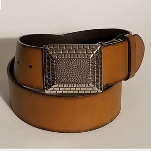 Chico's Women's Wide Leather Belt Brown Size S Big Buckle